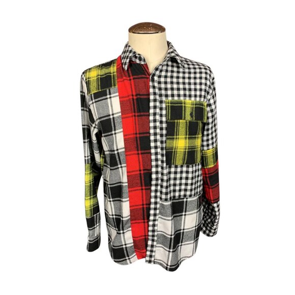 Sublime Color Block Light Flannel Shirt Custom Rework Size XL - Picture 2 of 2
